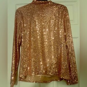Rose-gold sequin long-sleeved top